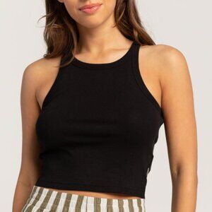 Black High-neck Cropped Tank Top